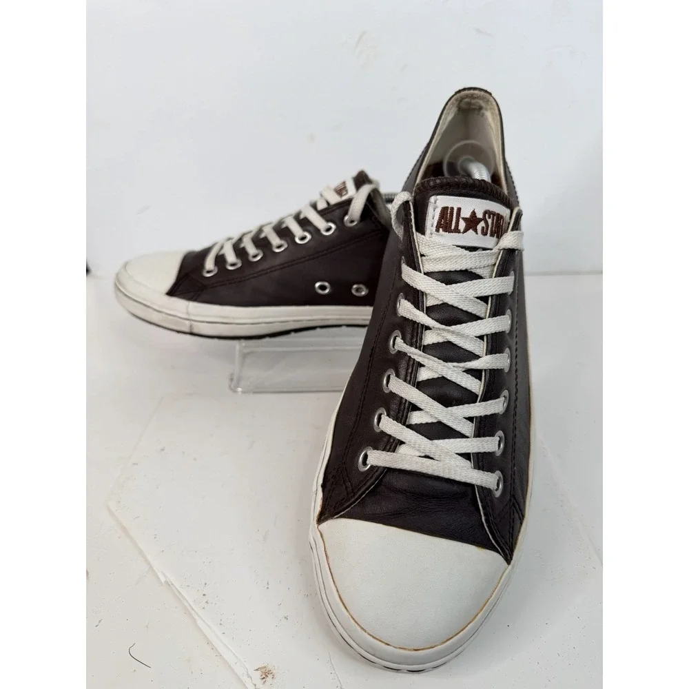 Converse All Star Brown Leather Low Top Sneakers Men's 11.5 Chuck Taylor Casual - Picture 7 of 11